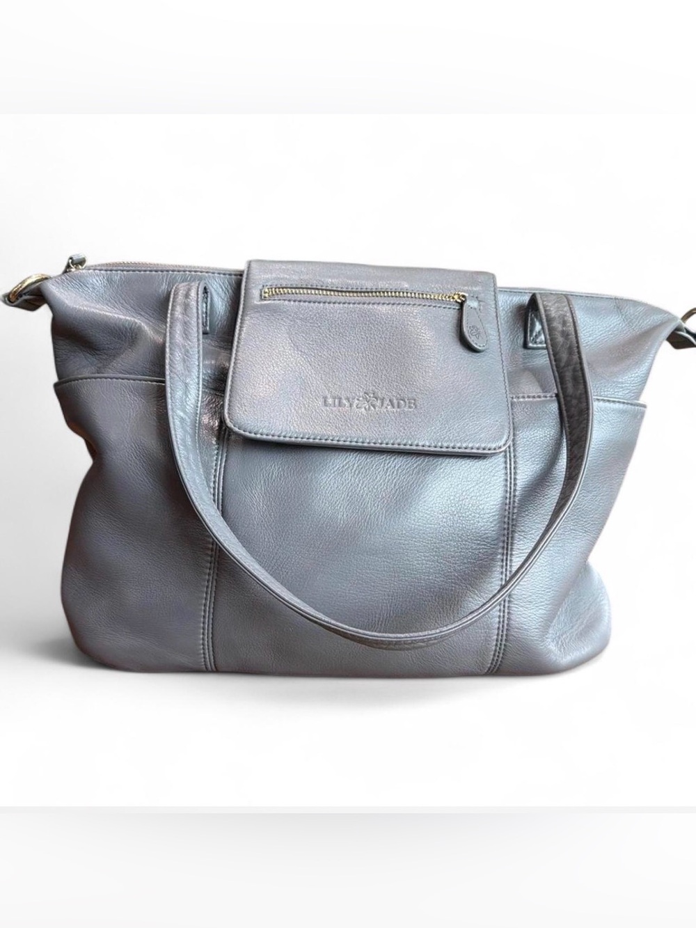 Lily Jade Madeline Gray Leather Convertible Backpack Diaper Bag Tote
